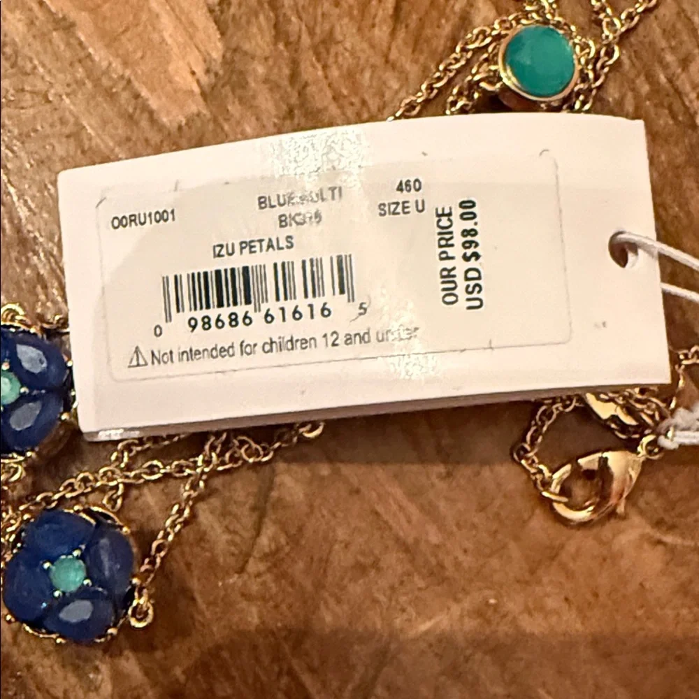 Kate Spade NWT 32” Gold Necklace with Blue and Green Accents - Picture 8 of 8